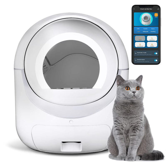 Automatic Self-Cleaning Cat Litter Box with APP Control and Odor Removal Safety Features for Multiple Cats (Requires 2.4G Wi-Fi)